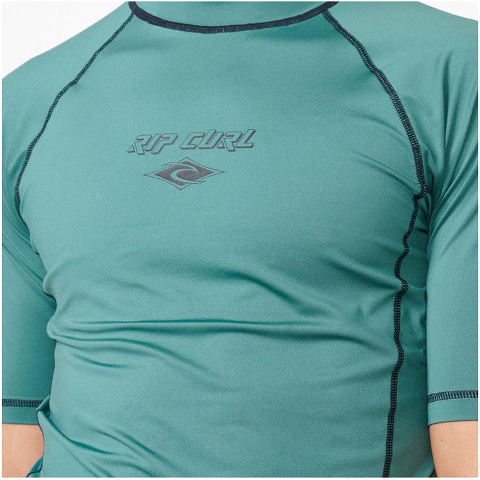 2023 Rip Curl Mnner Fade Out UPF Performance Kurzrmelige Lycra-Weste 145MRV - Washed Green